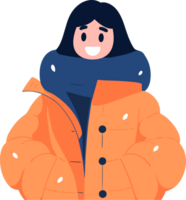 Hand Drawn Characters with sweaters in winter in flat style png