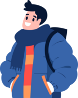 Hand Drawn Characters with sweaters in winter in flat style png