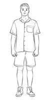 man standing pose character cartoon line art illustration vector