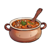 Stew in Pot Hand Drawn Cartoon Style Illustration AI Generated png