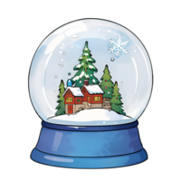 Snow Globe Hand Drawn Cartoon Style Illustration AI Generated png