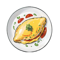 omelett maträtt hand dragen tecknad serie stil illustration ai genererad png
