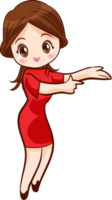 Smiling beautiful woman character in cute actions png