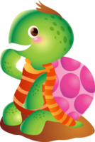 Cartoon smiling turtle. Funny little turtles png