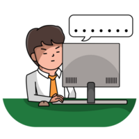 Businessman overtime cartoon scene png