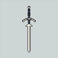 Pixel art illustration Sword. Pixelated classic sword. knight classic sword icon pixelated for the pixel art game and icon for website and video game. old school retro. vector