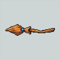 Pixel art illustration witch broom. Pixelated Magic broom. Magical witch wizard flying broom icon pixelated for the pixel art game and icon for website and video game. old school retro. vector