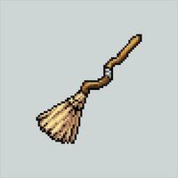 Pixel art illustration witch broom. Pixelated Magic broom. Magical witch wizard flying broom icon pixelated for the pixel art game and icon for website and video game. old school retro. vector