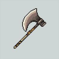 Pixel art illustration axe. Pixelated axe tools. axe weapon and tools icon pixelated for the pixel art game and icon for website and video game. old school retro. vector