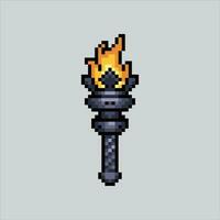 Pixel art illustration torch. Pixelated torch. medieval torch icon pixelated for the pixel art game and icon for website and video game. old school retro. vector