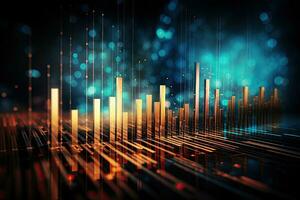 3d representación de valores mercado gráfico en digital antecedentes. mezclado medios de comunicación, financiero valores mercado grafico en tecnología resumen fondo, ai generado foto