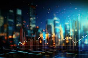 financiero valores mercado grafico en tecnología resumen antecedentes representar valores mercado financiero análisis en condujo, financiero valores mercado grafico en tecnología resumen fondo, ai generado foto