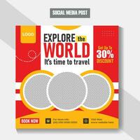 explorar el mundo moderno viaje vacaciones turismo para social medios de comunicación bandera vector