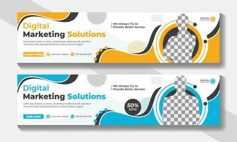 Business cover, banner, header, advertisement design template. Corporate business company and digital marketing agency banner vector