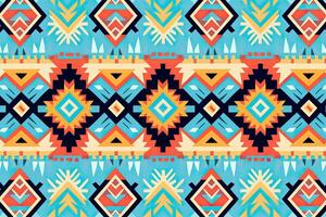 tribal vector ornamento. sin costura africano modelo. étnico alfombra con galones azteca estilo. geométrico mosaico en el teja, mayólica antiguo interior. moderno alfombra. geo impresión en textil, ai generado foto