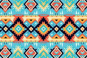 Tribal vector ornament. Seamless African pattern. Ethnic carpet with chevrons. Aztec style. Geometric mosaic on the tile, majolica. Ancient interior. Modern rug. Geo print on textile, AI Generated photo