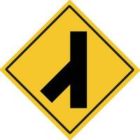 Left merging raod. Intersection sign . Traffic warning signs. Illustration vector