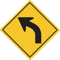 Left bend.Various curved signs. Traffic warning signs.  illustration vector