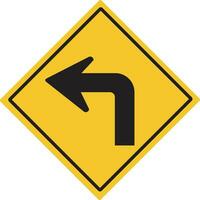 Sharp left curve.Various curved signs. Traffic warning signs.  illustration. vector