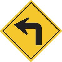 Sharp left curve.Various curved signs. Traffic warning signs.  illustration vector