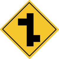 T-junction right and left. Intersection sign . Traffic warning signs. Illustration vector