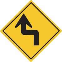 Left double various curved signs. Traffic illustration vector