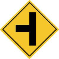 T-junction left. Intersection sign . Traffic warning signs. Illustration vector