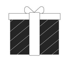 Award in paper box flat monochrome isolated vector object. Special present. Editable black and white line art drawing. Simple outline spot illustration for web graphic design