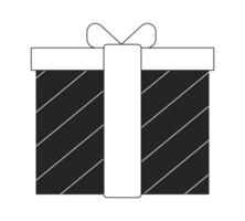 Award in paper box flat monochrome isolated vector object. Special present. Editable black and white line art drawing. Simple outline spot illustration for web graphic design