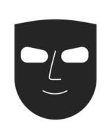 Mystery mask hide face flat monochrome isolated vector object. Anonymous face. Editable black and white line art drawing. Simple outline spot illustration for web graphic design