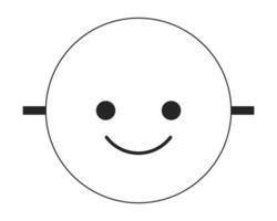 Emoji face flat monochrome isolated vector object. Positive emotions mask. Editable black and white line art drawing. Simple outline spot illustration for web graphic design