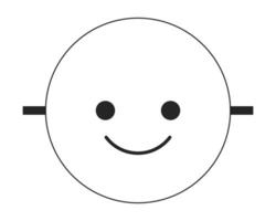 Emoji face flat monochrome isolated vector object. Positive emotions mask. Editable black and white line art drawing. Simple outline spot illustration for web graphic design