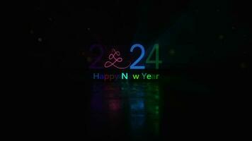 2024 Happy New year glow colorful neon text effect video