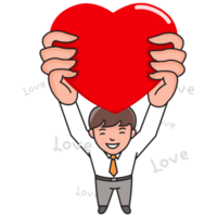 Businessman showing a red heart png