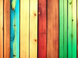 Rustic abstract painted wooden wall table floor texture - wood background panorama banner long, rainbow painting colors LGBT, seamless pattern. Generative Ai photo