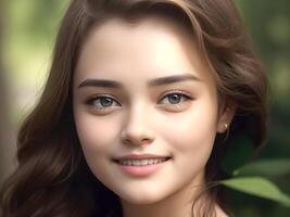 Profile of beautiful young female model, Generative AI photo