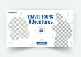 Travel youtube video thumbnail or web banner template vector