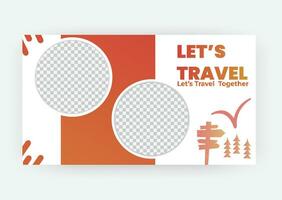 Travel youtube video thumbnail or web banner template vector