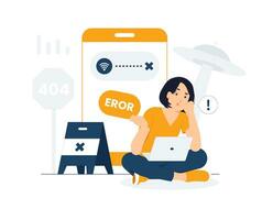 404 Error Page, Disconnected, File not found, Website maintenance, broken web page under construction concept illustration vector