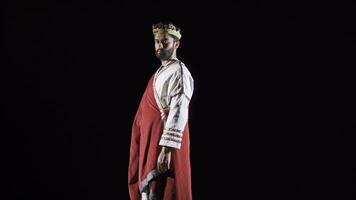 King of Rome in the historical period. Black background. video