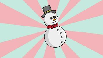 animated video of a snowman icon with a rotating background