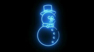 Animated snowman ruler icon with neon saber effect video