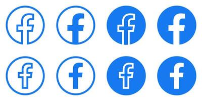 Facebook Logo - Vector Set Collection - Original Latest Blue Color - Isolated. F Icon for Web Page, Mobile App or Print Materials.