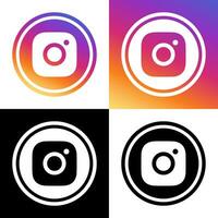 Instagram Logo - Vector - Set Collection - Black Silhouette Shape and Original Gradient - Isolated. Instagram Latest Icon for Web Page, Mobile App or Print.