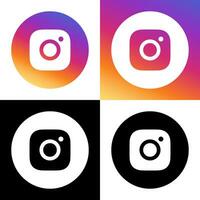 Instagram Logo - Vector - Set Collection - Black Silhouette Shape and Original Gradient - Isolated. Instagram Latest Icon for Web Page, Mobile App or Print.