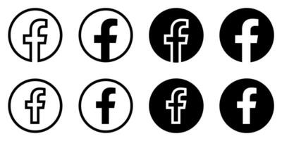 Facebook Logo - Vector Set Collection - Black Silhouette Shape - Isolated. F Icon for Web Page, Mobile App or Print Materials.