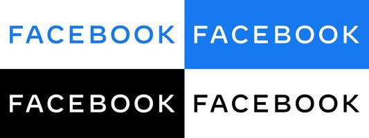 Facebook texto logo - vector conjunto colección - negro silueta - último azul color fuente - aislado. original Facebook nombre tipo para web página, móvil aplicación o impresión materiales