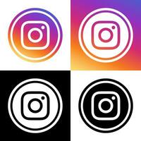 Instagram Logo - Vector - Set Collection - Black Silhouette Shape and Original Gradient - Isolated. Instagram Latest Icon for Web Page, Mobile App or Print.