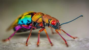 macro fotografía de un vistoso insecto.. ai generado foto