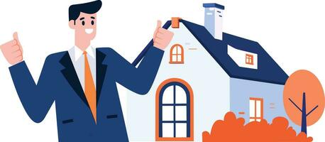 Hand Drawn Real estate agent character in flat style vector